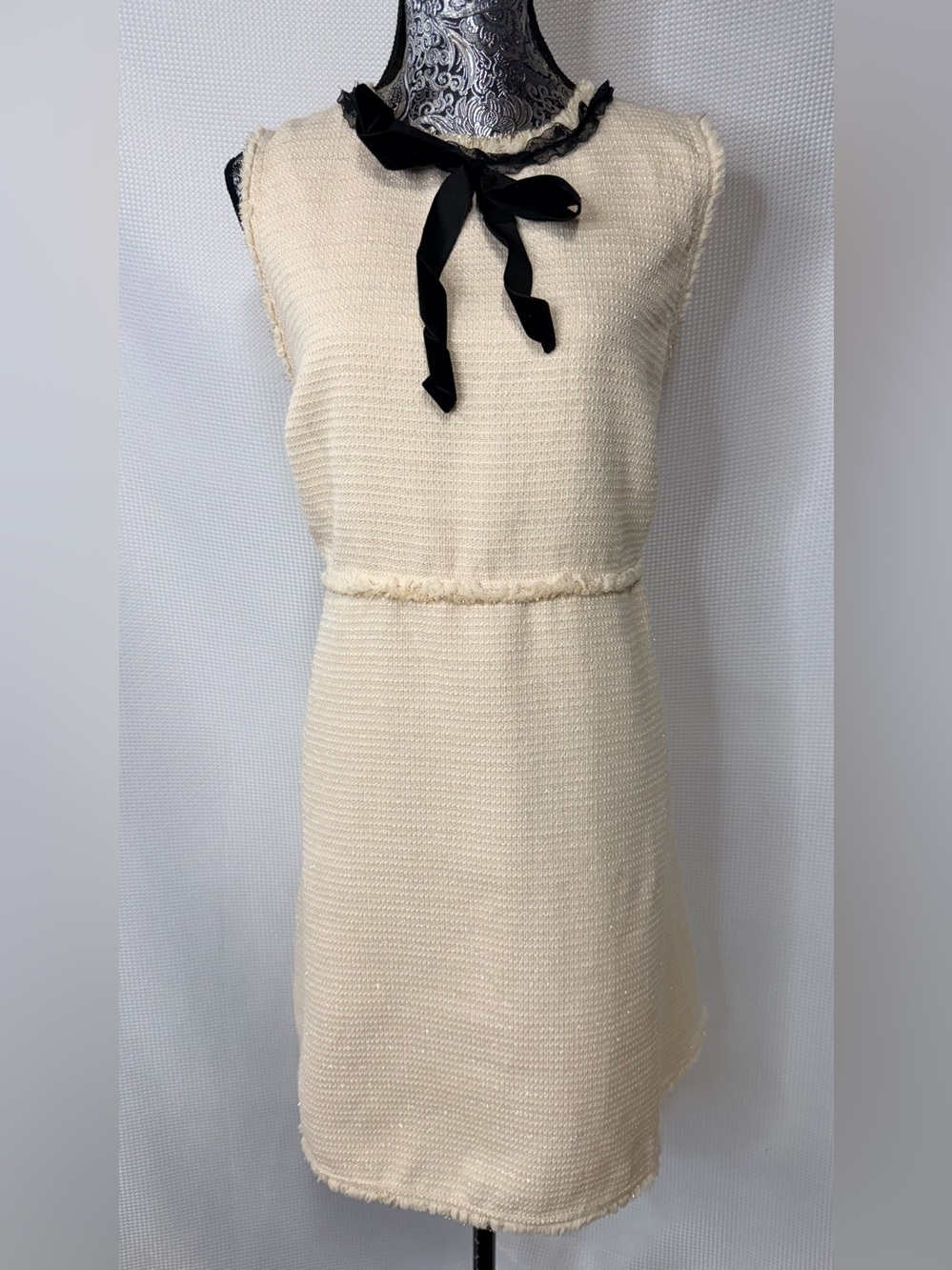 Cider TWEED ROUND NECKLINE SLEEVELESS SPARKLE Cream Dress size 1X Sleeveless